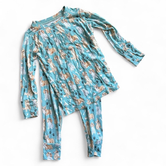 Lev Baby Blue Dog Print Kids Bamboo Pajama Set Size 3T - Picture 1 of 6
